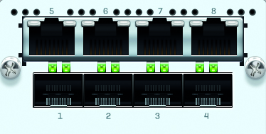 [XGCZTCHF4] 4 Port GbE SFP plus 4 Port GbE Kupfer - 2 Bypass groups FleXi Port Modul  (für XG 750 und XG 550/650 rev.2 only)